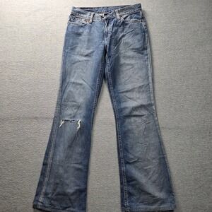 Levi Strauss & Co Womens Low Rise Flare Jeans 29x29.5 Medium Wash Distressed